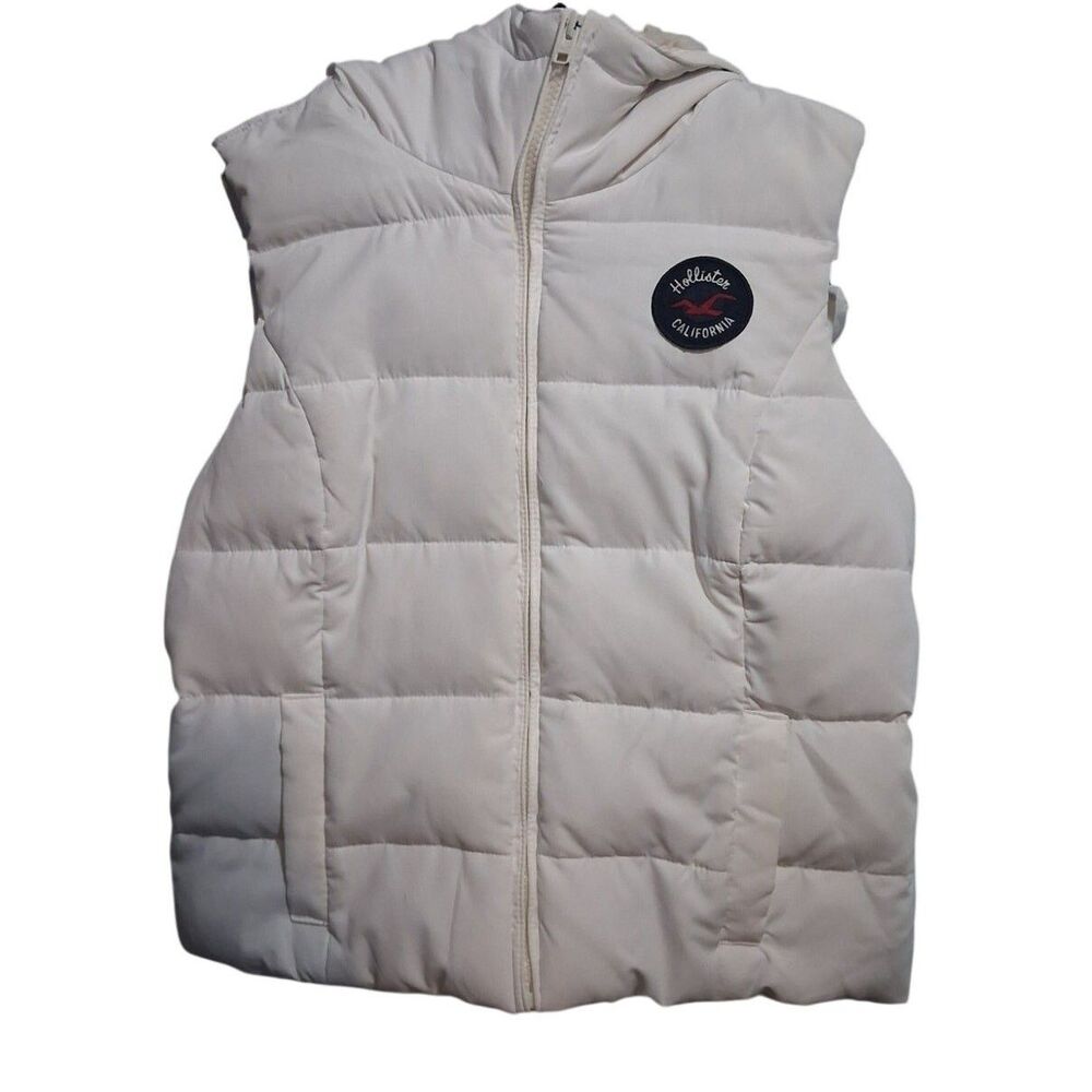 Hollister Puffer Vest Large White Feather Puffer Vest Cozy Warm Winter